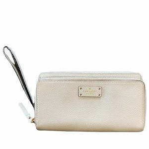Kate Spade Classic Large Cream & Tan Continental Wallet Wristlet Organizer - EUC